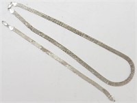 Sterling Flat Weave Link Necklace & Bracelet