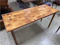 WOODEN TABLE W/ LEAF INSERTS (48" X 25" X 32") **