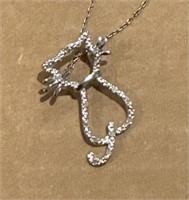 sterling cat pendant with chain