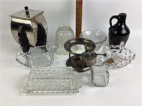 Cleat pressed glass butter dish creamer and