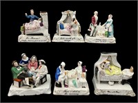 6 Porcelain Victorian Fairing Figures
