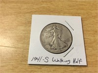 1941-S SILVER Walking Liberty Half Dollar in Case