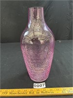 Pink Crackle Glass Vase