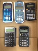 (5pc) Calculators, Texas Instruments, Hp, Sharp