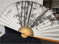 Vintage Chinese bamboo wall fan 35" x 63"