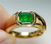 18K Gold Natural Emerald Ring