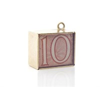 "Emergency cash funds" in 9ct yellow gold charm