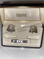 Swank cufflinks and tie clip