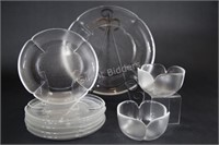 Frosted Clear Plates & Condiment Bowl Set