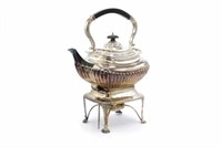 Victorian sterling silver spirit kettle on stand