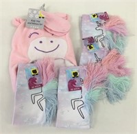 4 Pairs Unicorn Socks & Hat & Gloves Set