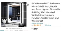 Framed LED Bathroom Mirror 20x28 Inch