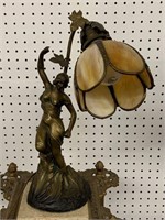 Figural Leaded Glass Table Lamp
