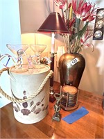 MCM Seashell Ice Bucket, Lamp, Brass Vase etc