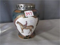 vintage hand painted flower frog vase
