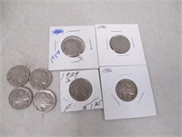 Lot of 8 Buffalo Nickels - 1929-S, 1929, 2 1936