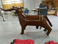 Large metal long horn bull barbecue grill.