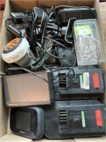 Box of misc electronics - Garmin, Black & Decker