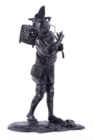 Japanese Bronze Statue of Man with Fish and Game