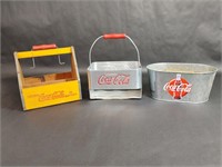 Vintage Coca Cola Drink Carriers and Ice Bucket