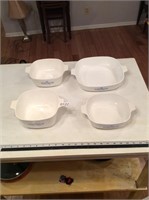 4 Corning Ware Dishes- No lids