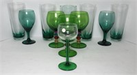 Green Glass Stemware & Tumblers