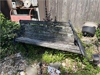 Wrought Iron & Wood Bench (Broken)