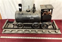 Folk Art Train On Tracks, Junkyard Dog With Man