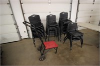 (32) Stackable Chairs & Cart