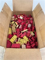 Box of vintage red and yellow American Bricks
