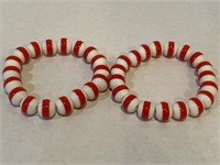 Red and white pearl bracelet lot of 2