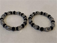 Black and silver stone bracelet diamond accent