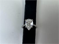 Sterling Silver Pear Shape Engagement Ring 6.5