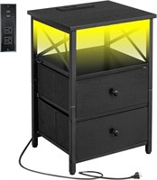 Clikuutory LED Nightstand - 2 Drawer, Black