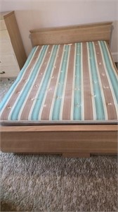 Mid Century MCM Blonde Wood Double Bed