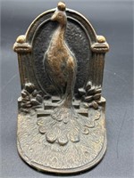 Bronze Tone Heavy Cast Metal Pea Hen Bookend