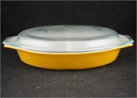 Pyrex Divided Casserole Dish W/ Lid Yellow 26