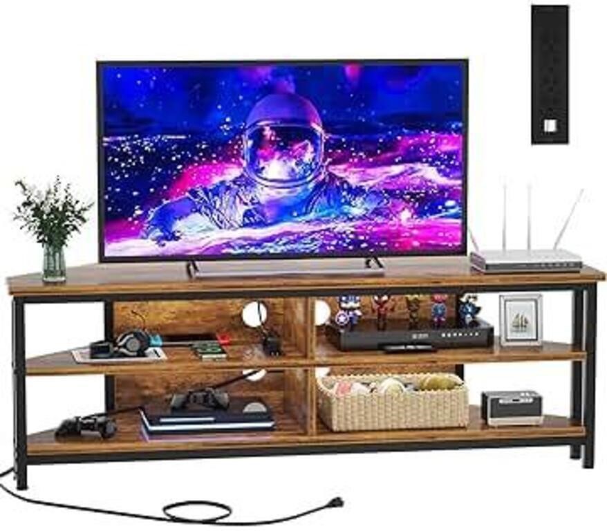 Cyclysio Corner TV Stand with Power Outlets,...