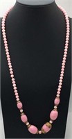 Pink Art Glass Beaded Necklace
