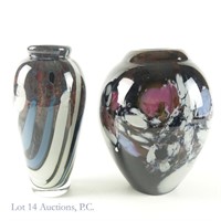 Michael (Mike) Rogers Signed Art Glass Vases (2)