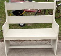 40" White Wood Bench