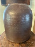 Brown Stoneware Crock 8" Tall, 7" Diameter Base