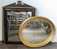 (F) Gold Tone Trim Oval and Rectangle Mirror.