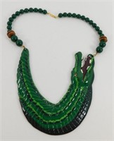 Vintage Wooden Alligator Necklace