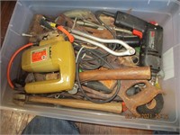 Tub of Various Tools & 2 Electric Tools