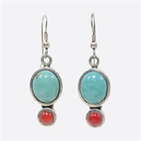 Sterling silver bezel set turquoise and stone