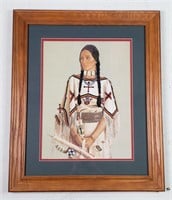 Native American Woman Cross Stitch Art