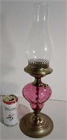 Cranberry Glass Oil Lamp