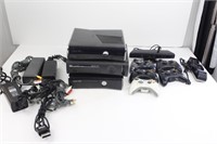 (3) Xbox 360 Console Lot with Controllers and Powe