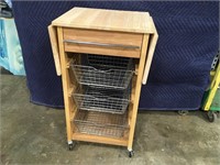 Rolling Kitchen Cart w/ Wire Baskets